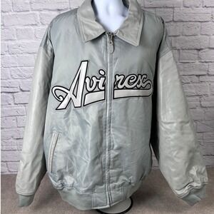 Vintage Avirex Silver 5XL Genuine Cow Hide Leather Tactical Bomber Jacket NWOT